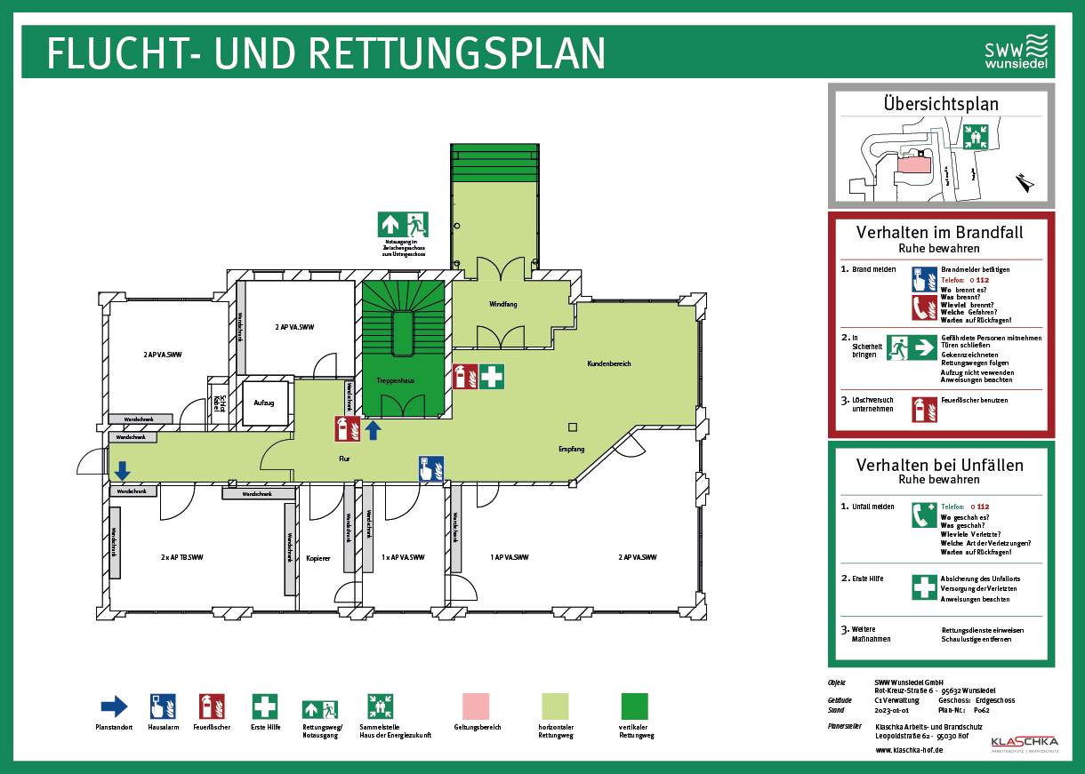 Flucht- und Rettungsplan Hauptgebäude Erdgeschoss