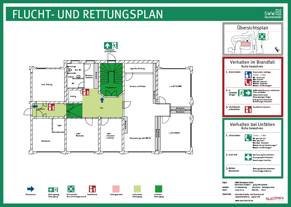 Flucht- und Rettungsplan Hauptgebäude Untergeschoss