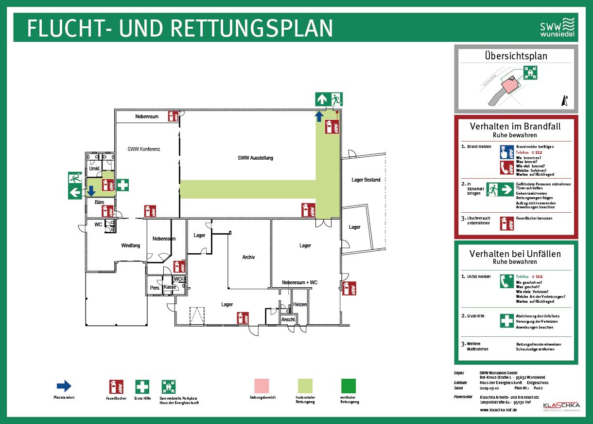 Flucht- und Rettungsplan Hauptgebäude Untergeschoss